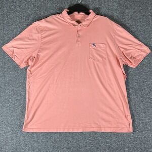 Tommy Bahama Relax 100% Pima Cotton Pocket‎ Polo Mens XXL Casual Orange